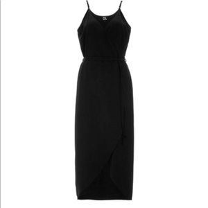 OLIVIA GREY | Black Wrap Dress | Dita Tulip Hem Wrap Midi Dress | S